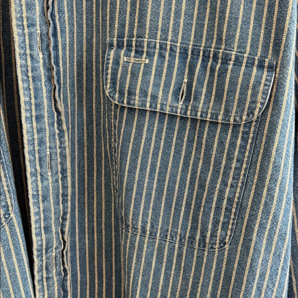 Polo by Ralph Lauren Blue Striped Casual Button Down Shirt - Picture 5 of 8